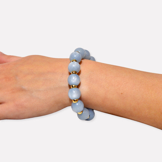Bead Stretch Bracelet - light blue