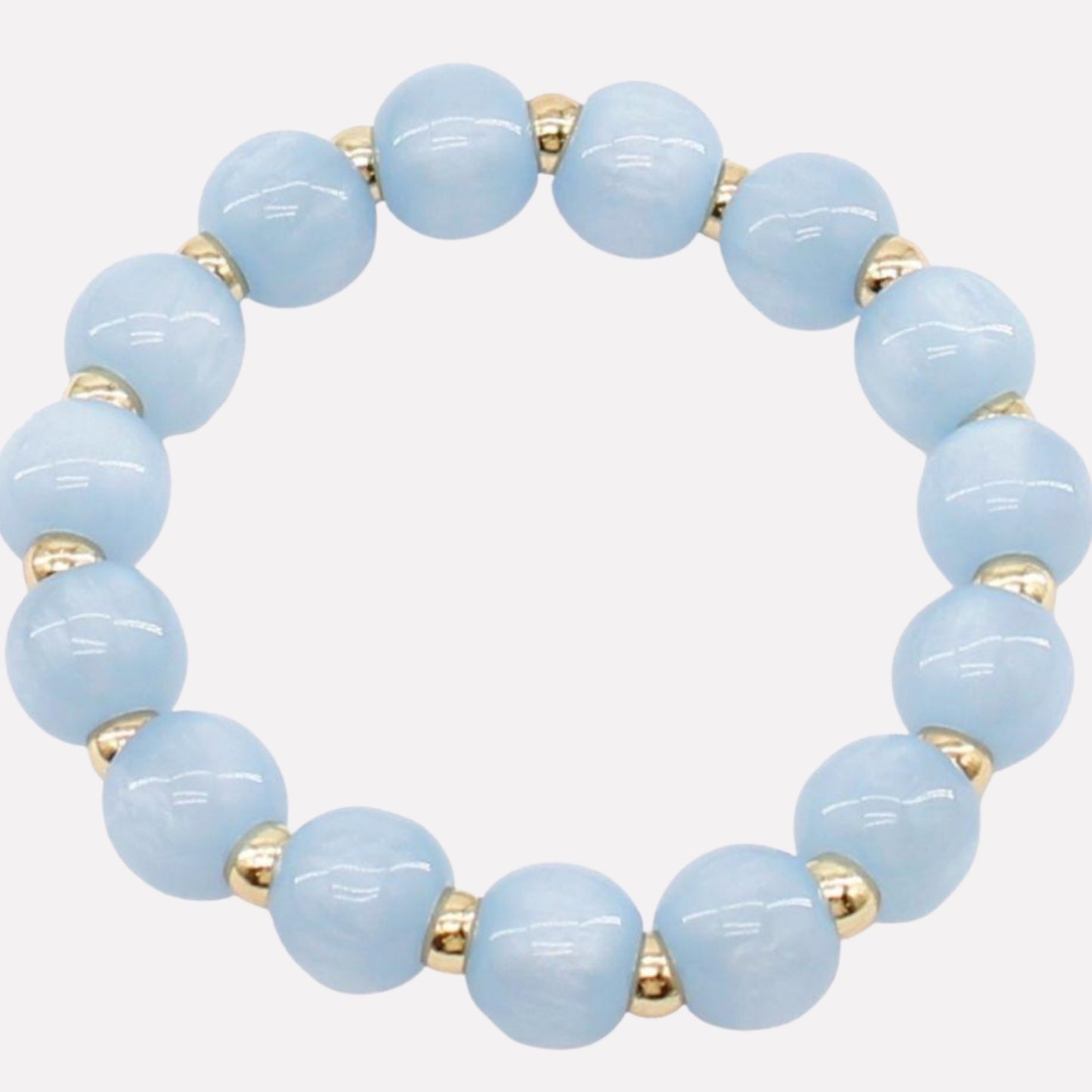 Bead Stretch Bracelet - light blue