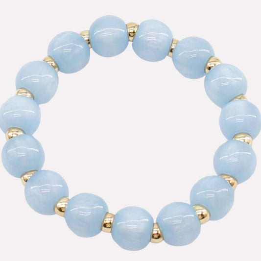 Bead Stretch Bracelet - light blue