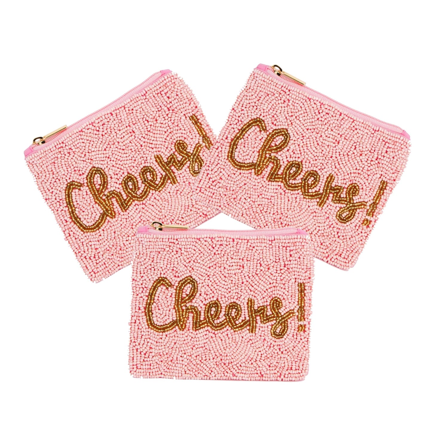 Cheers Gold Cursive Pink - coin purse