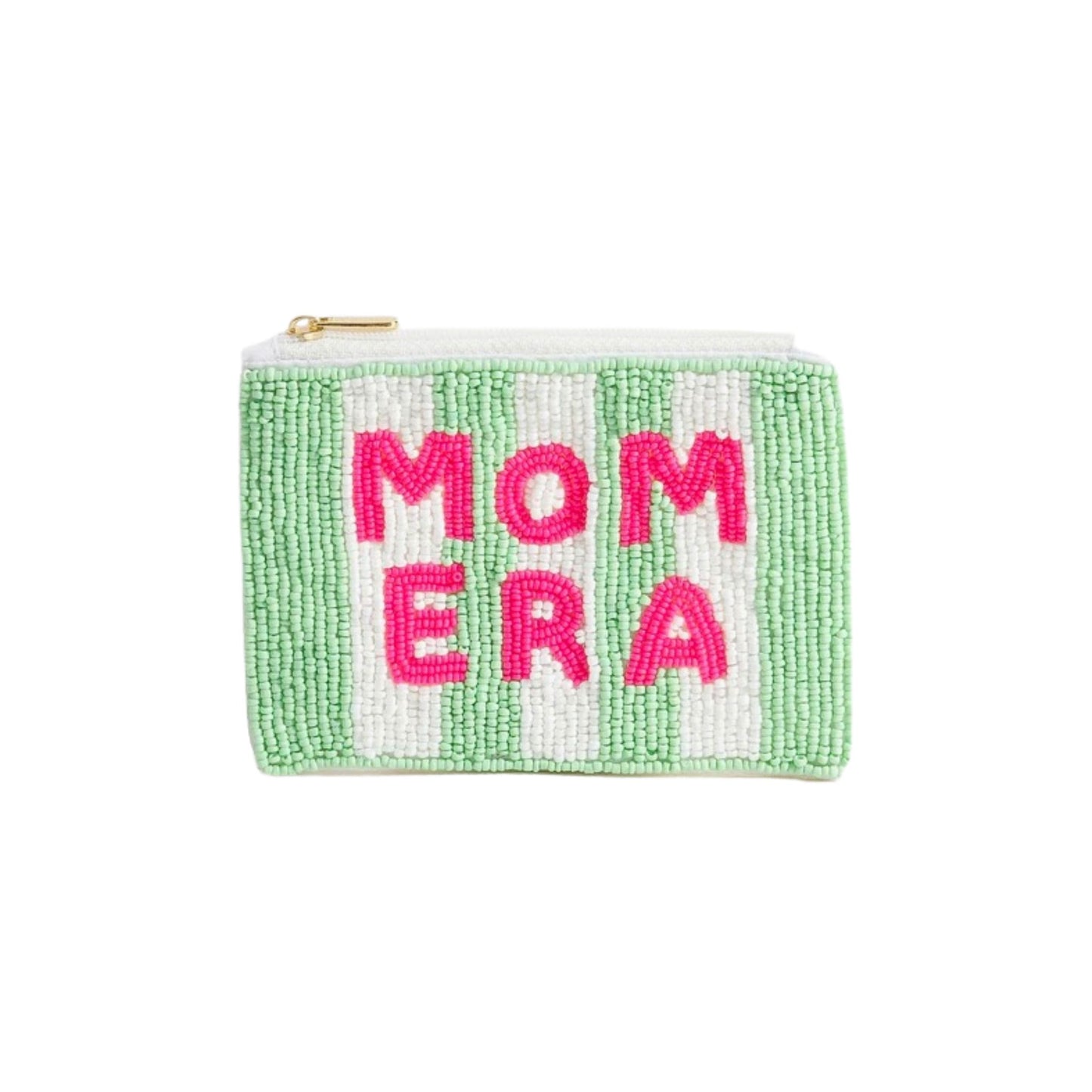 Mom Era Green & White Stripe - coin purse