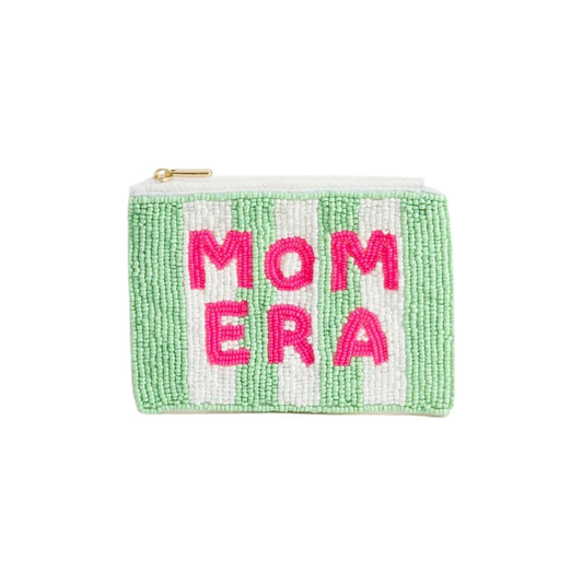 Mom Era Green & White Stripe - coin purse