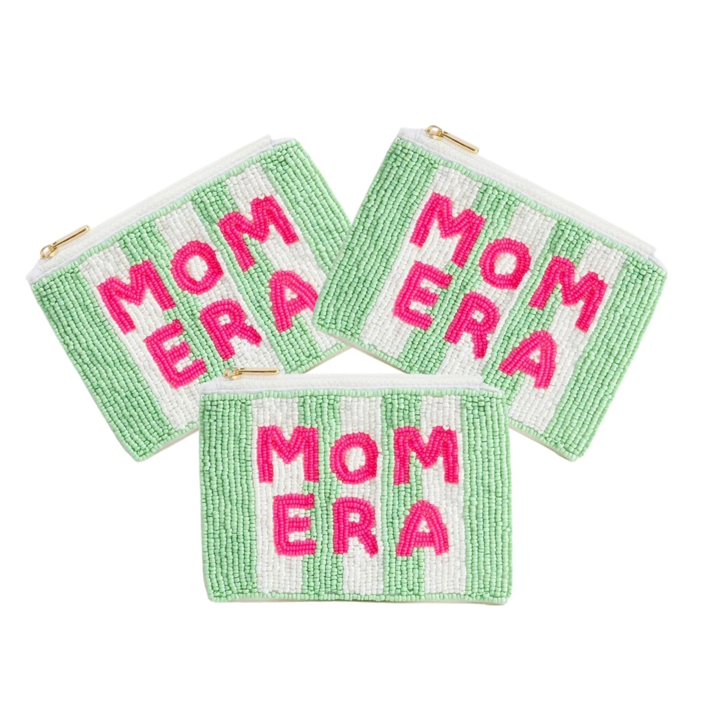 Mom Era Green & White Stripe - coin purse