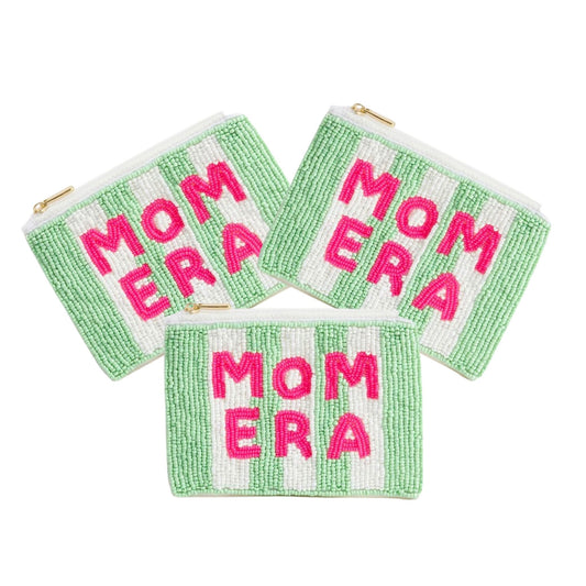Mom Era Green & White Stripe - coin purse