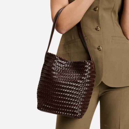 Woven Bucket Viva Tote Bag - Espresso