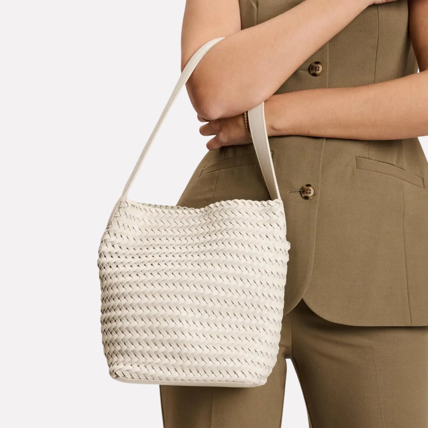 Woven Bucket Viva Tote Bag - Oatmilk